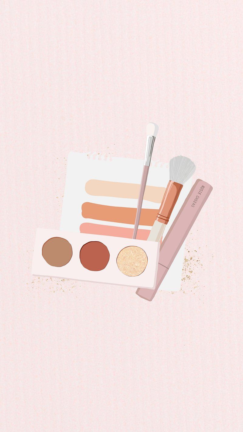 A flat lay of makeup products on a pink background - Makeup