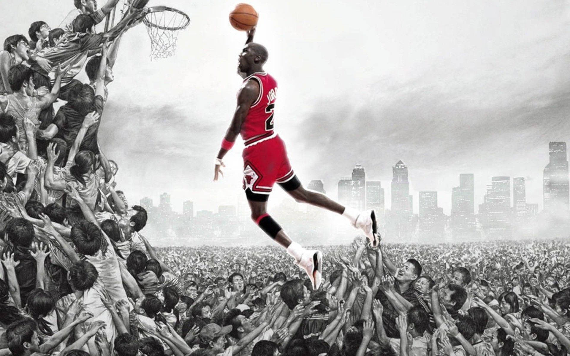 Download Cool Michael Jordan Nba Dunk Art Wallpaper