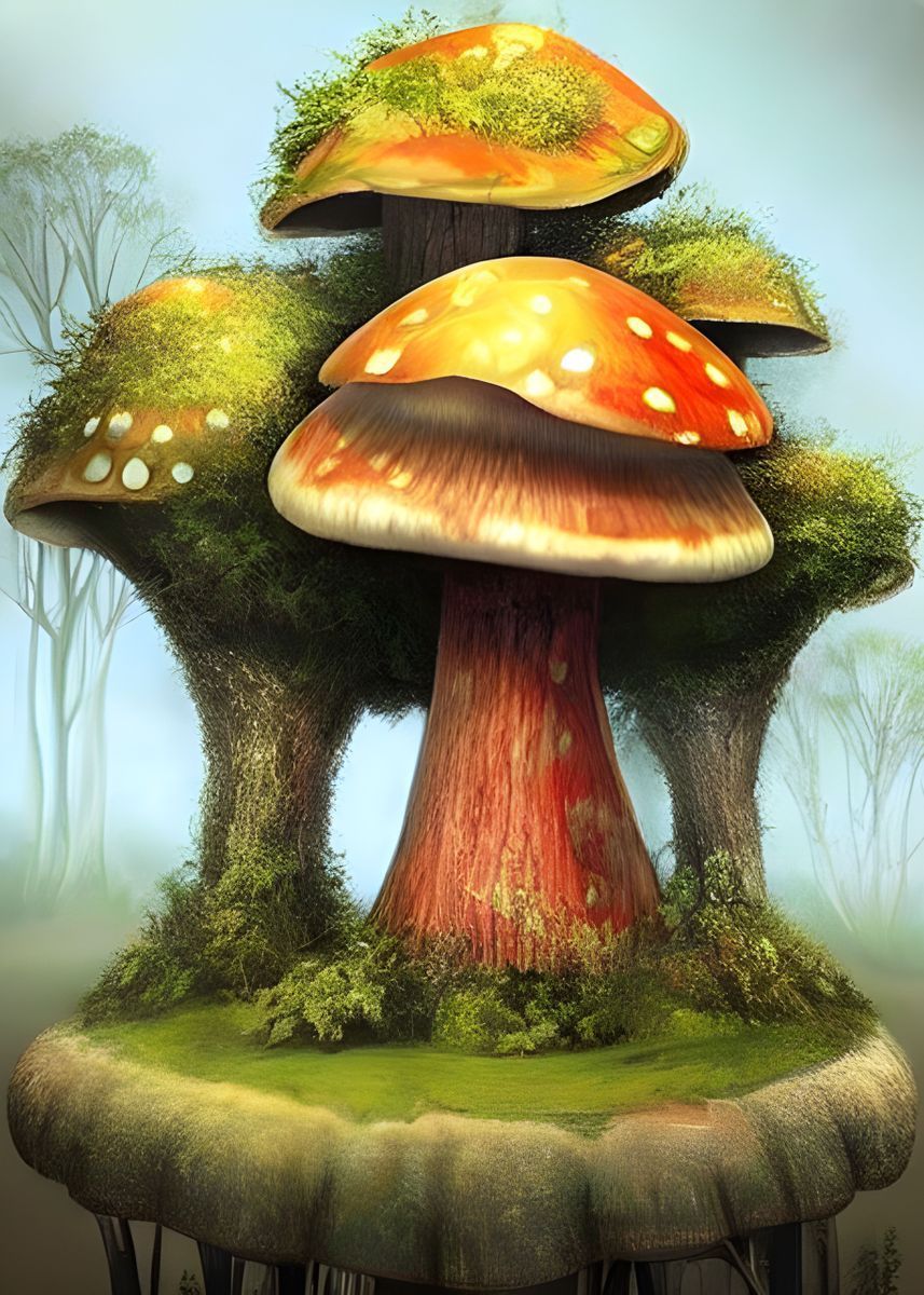 Giant Mushroom Forest' Poster - Goblincore