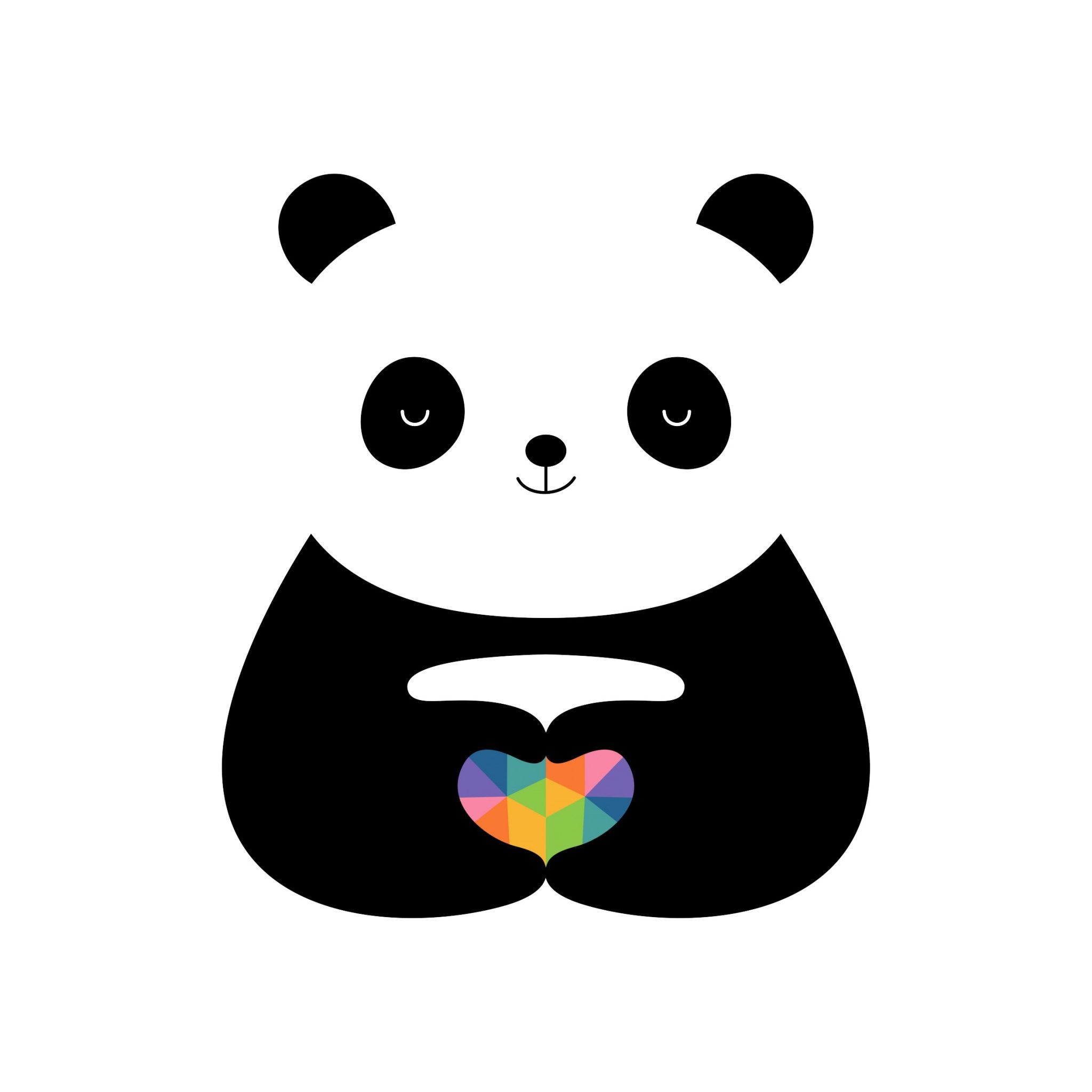 Cute panda Wallpaper 4K, Love heart, Colorful hearts