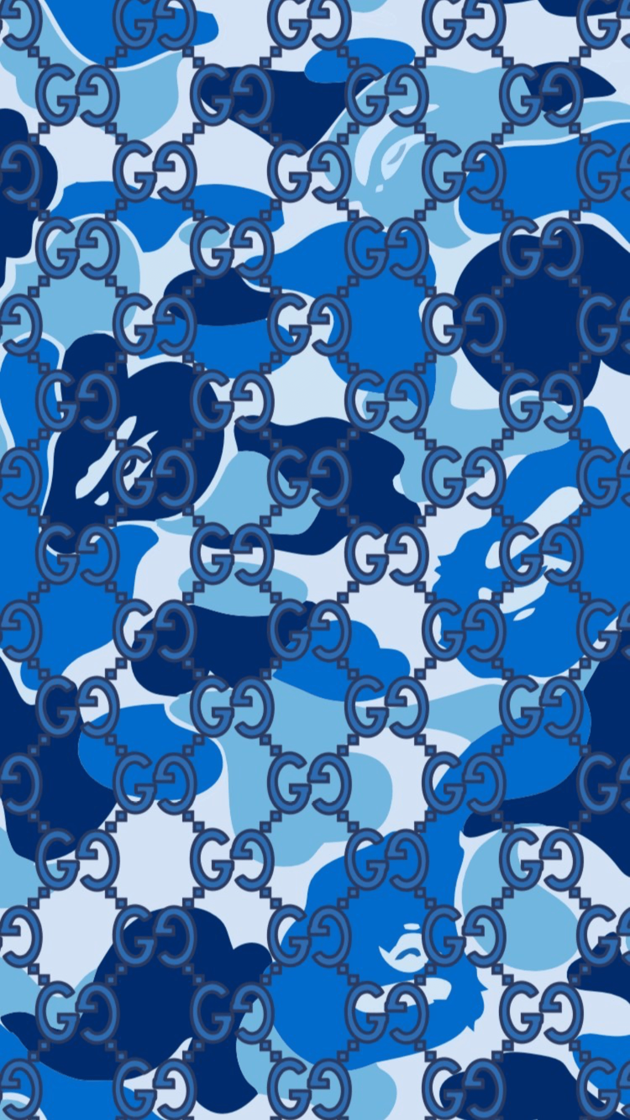 GUCCI BLUE CAMO WALLPAPER. Blue aesthetic pastel, Camo wallpaper, Picture collage wall