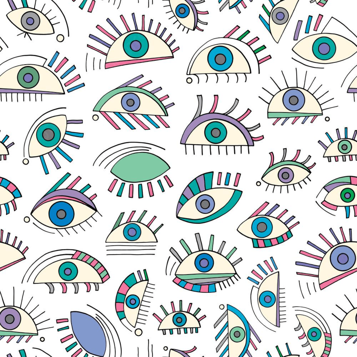 Hand Drawn Abstract Eyes Pattern Background, Pop, Graphic, Decorative Background Image And Wallpaper for Free Download