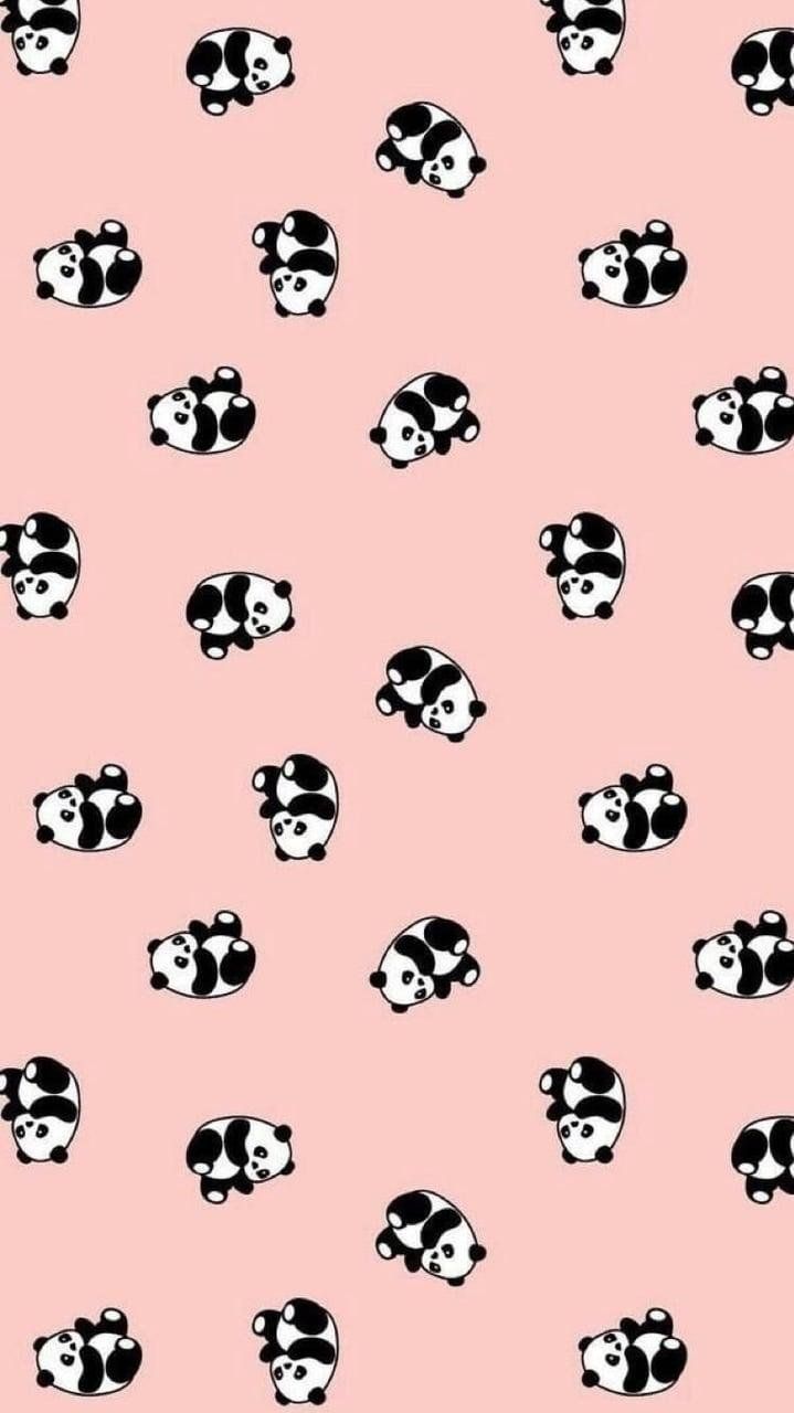 A pink background with black and white pandas - Panda, gangster