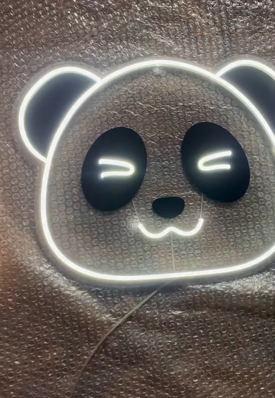 Cute Panda LED Neon Sign Animal Wall Decor Bright Wall Art