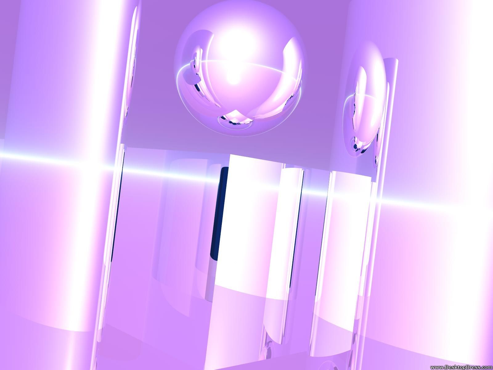 3D fractal of a room with purple walls and a purple sphere - 3D