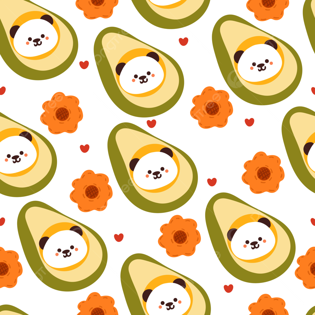 Cute Seamless Pattern Panda With Avocado Vector, Seamless Pattern, Pandas Wallpaper, Animal Pattern PNG and Vector with Transparent Background for Free Download