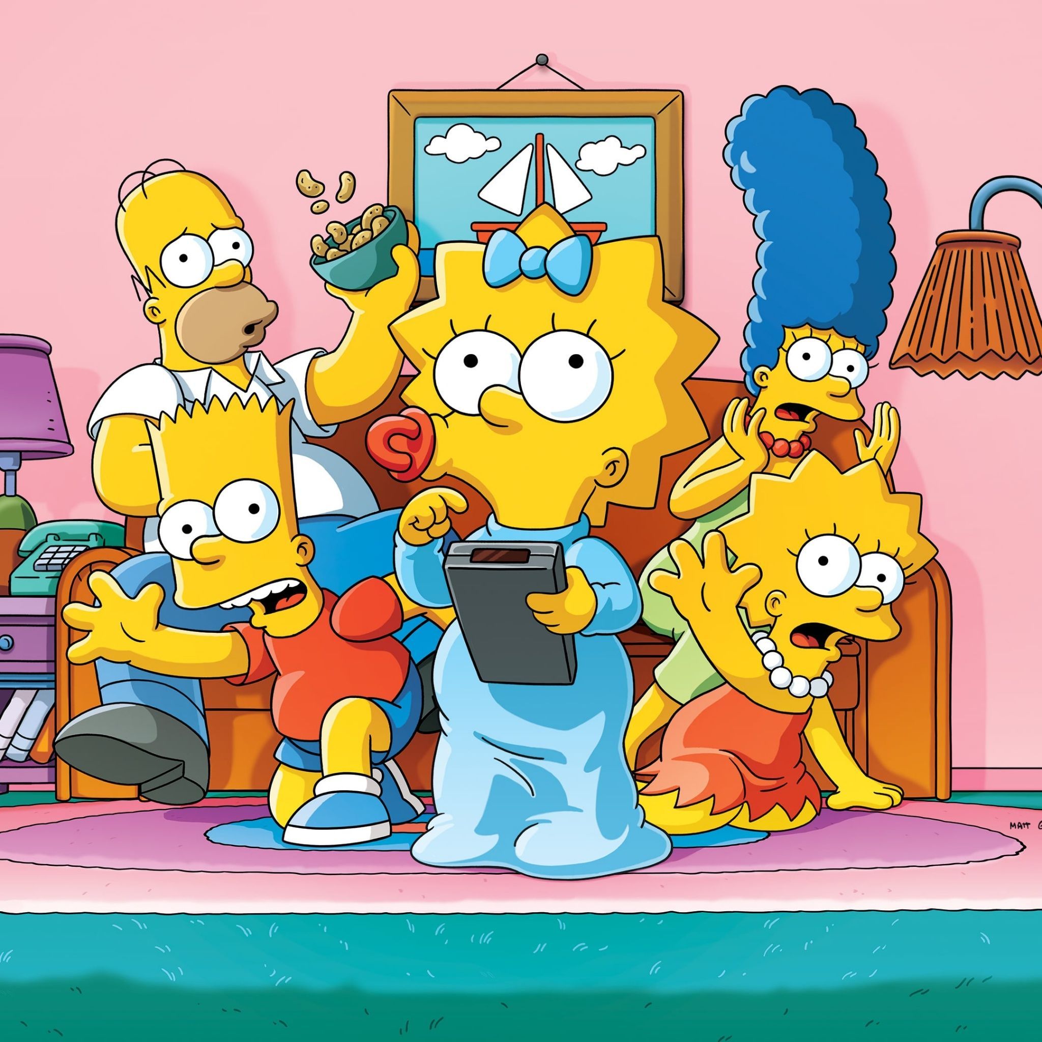 The Simpsons is a long-running animated series that follows the lives of the titular family, the Smiths, as they live in the fictional town of Springfield. - Homer Simpson, Maggie Simpson
