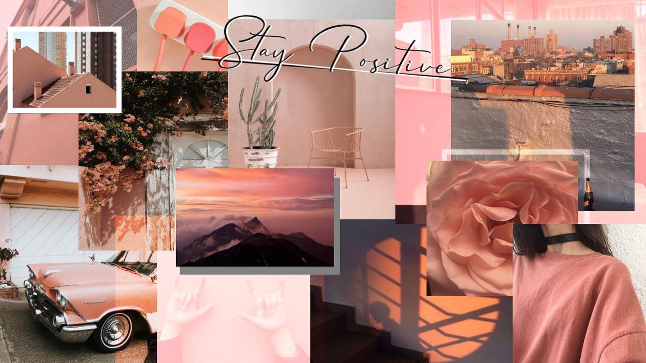 A collage of pictures with different colors - Pink collage, collage, laptop, salmon, positive