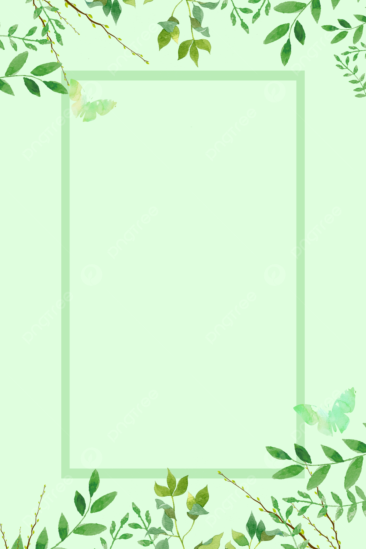 Spring Green Leaves Border H5 Background Wallpaper Image For Free Download