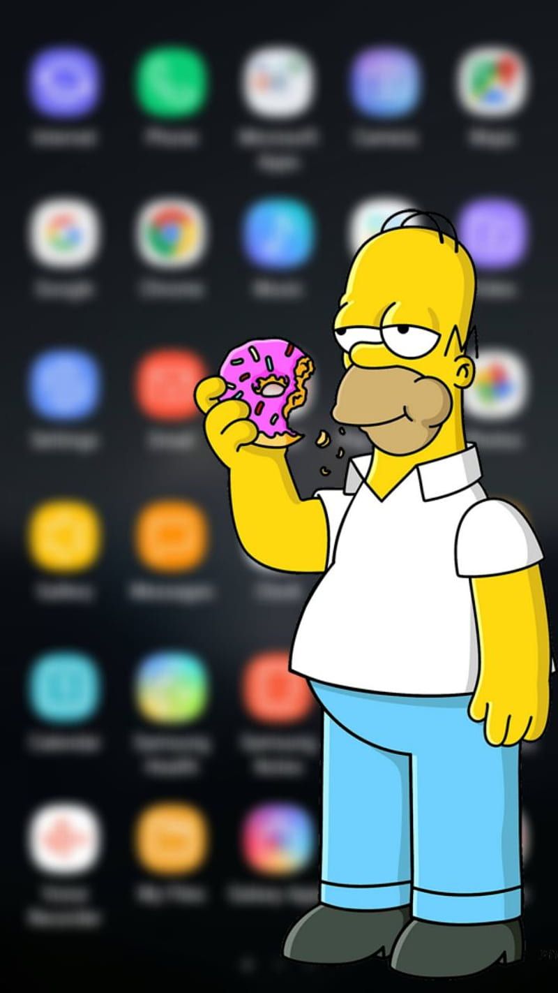 Homer Simpson eating a donut wallpaper for mobile devices - Homer Simpson