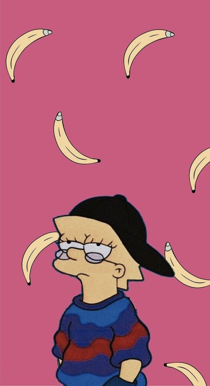 Lisa Simpson with bananas in the background - Lisa Simpson