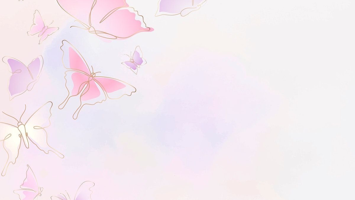 Butterfly Desktop Wallpaper, Pink Aesthetic Border Vector Animal Illustration Image Wallpaper
