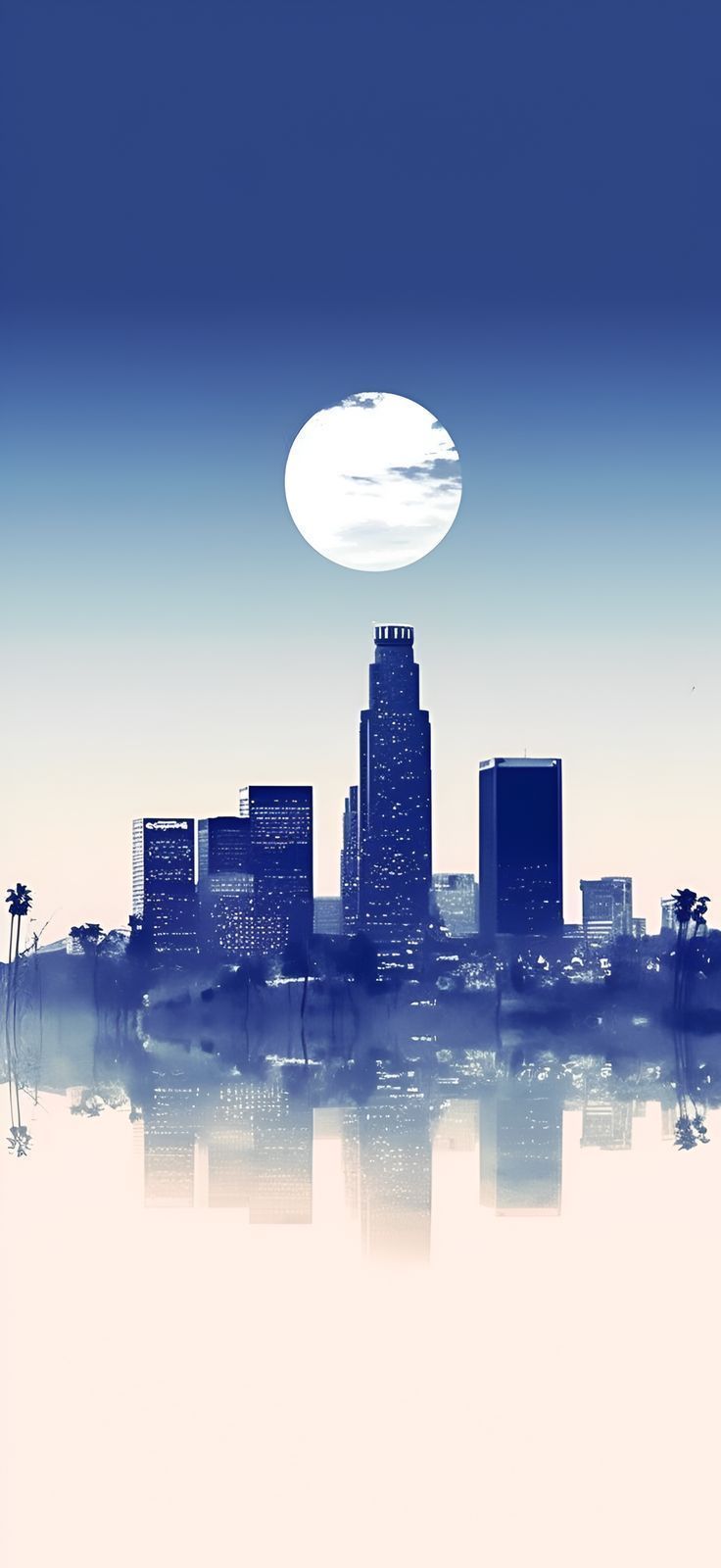 Aesthetic Wallpaper iPhone and Android Optimized: Minimalist Los Angeles Skyline in Tranquil Blue. Los angeles skyline, Aesthetic wallpaper, Wallpaper