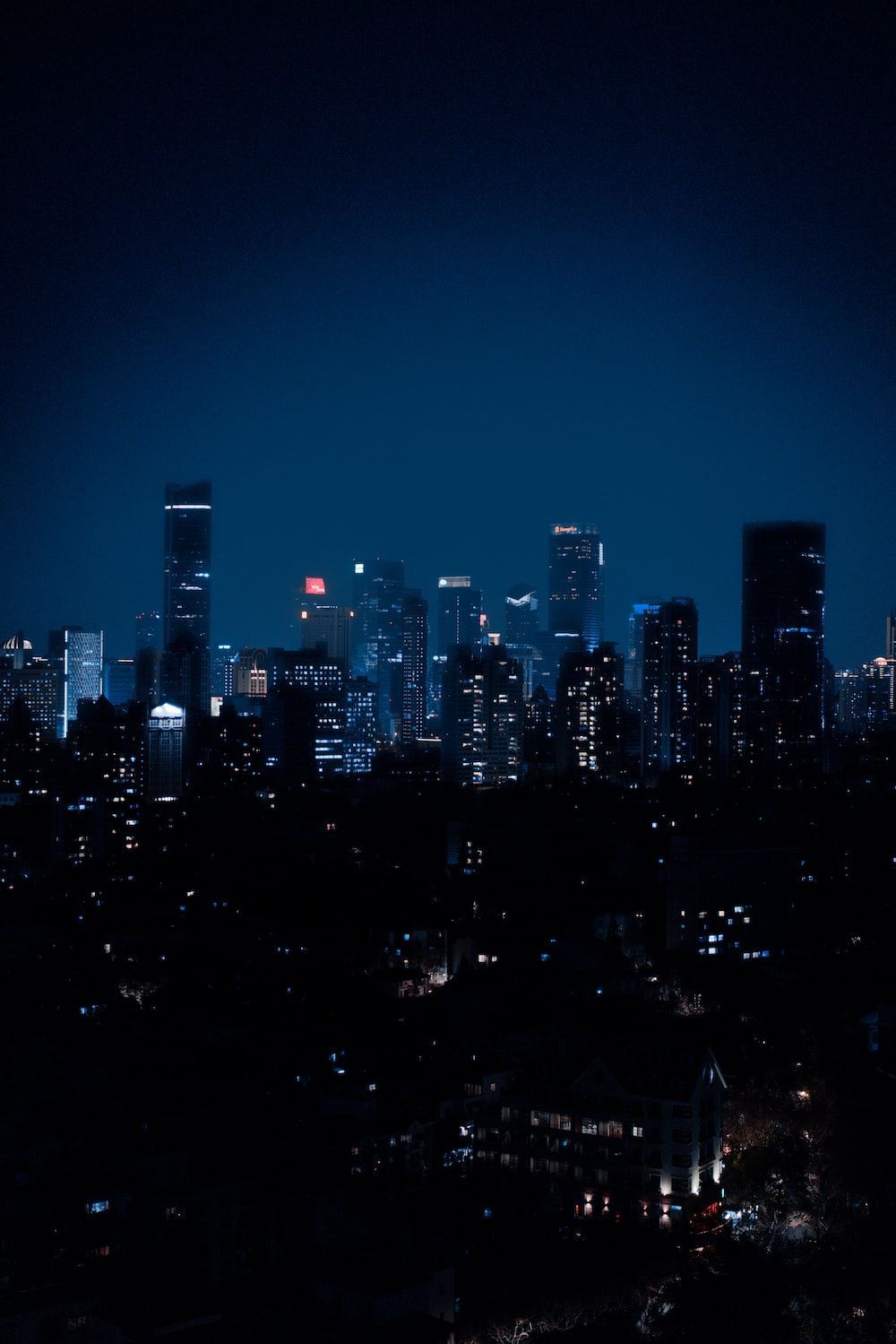 City skyline during night time photo