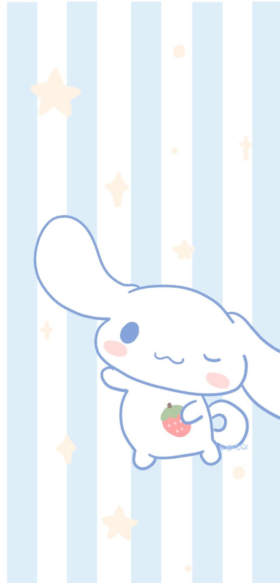 IPhone wallpaper of a cute rabbit holding a strawberry - Cinnamoroll