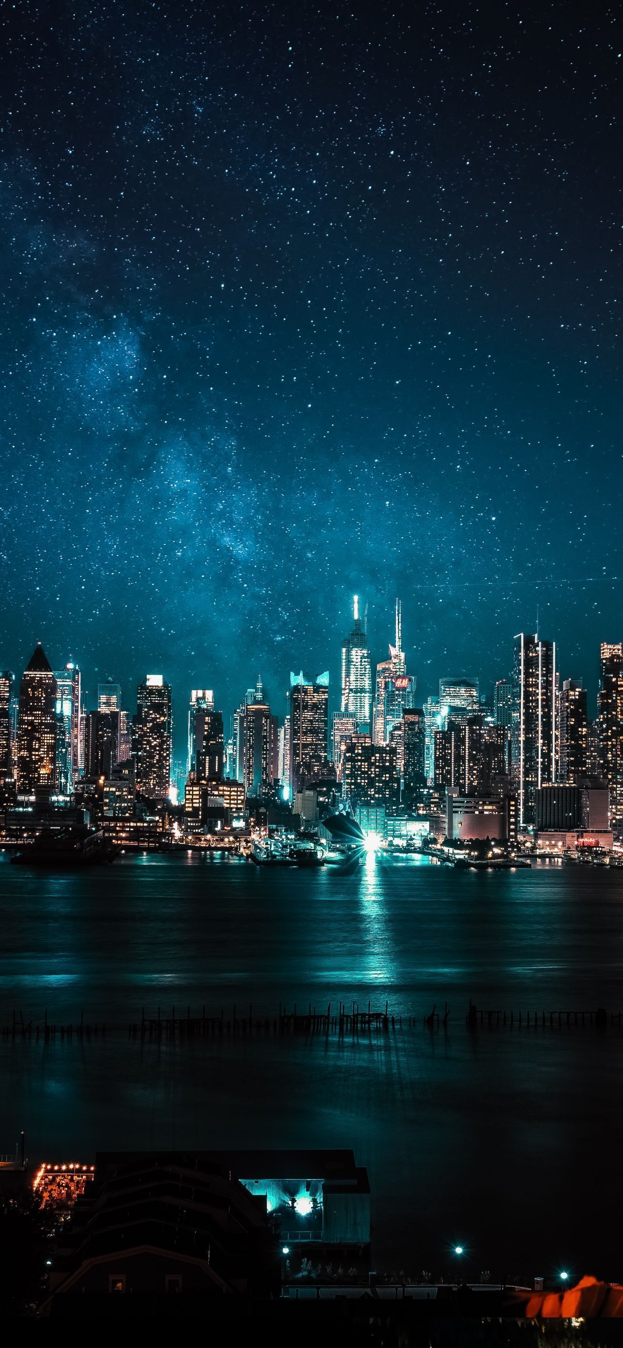 Night City Wallpaper 4K, City lights, Reflections