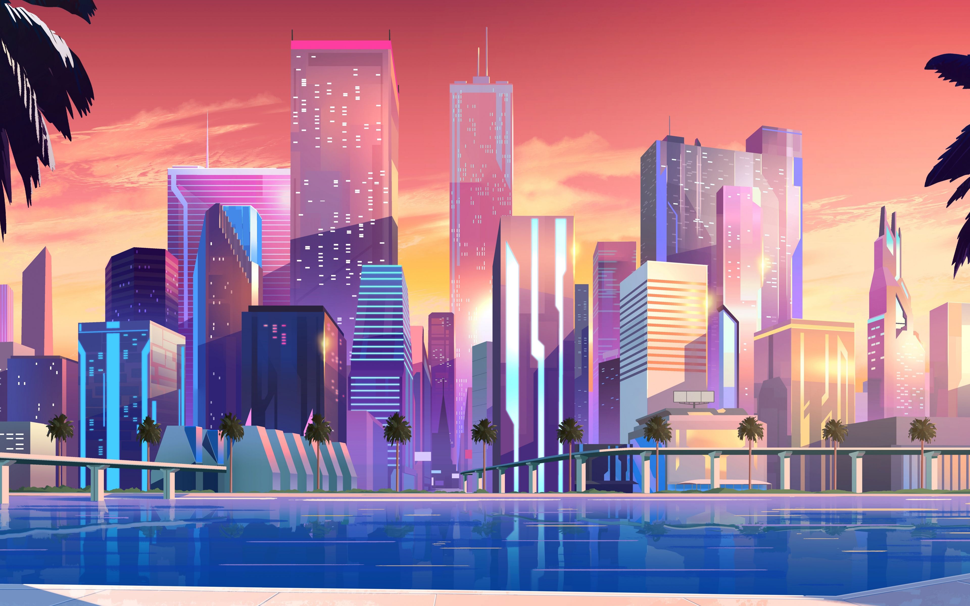 Laptop City Aesthetic Wallpaper