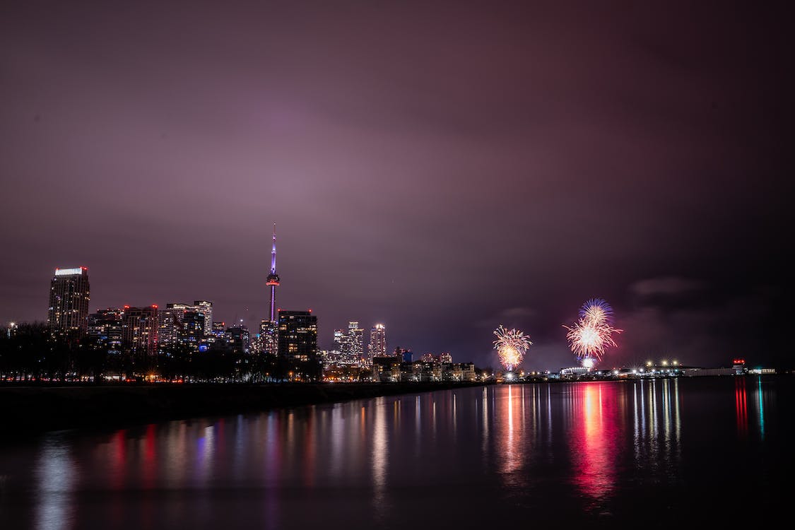 Free of 4k wallpaper, 8k wallpaper, aesthetic desktop wallpaper, architecture, big city, bridge, city, city lights, city skyline, cityscape, dawn, downtown, dusk, evening, fireworks display, happy new year image, harbor