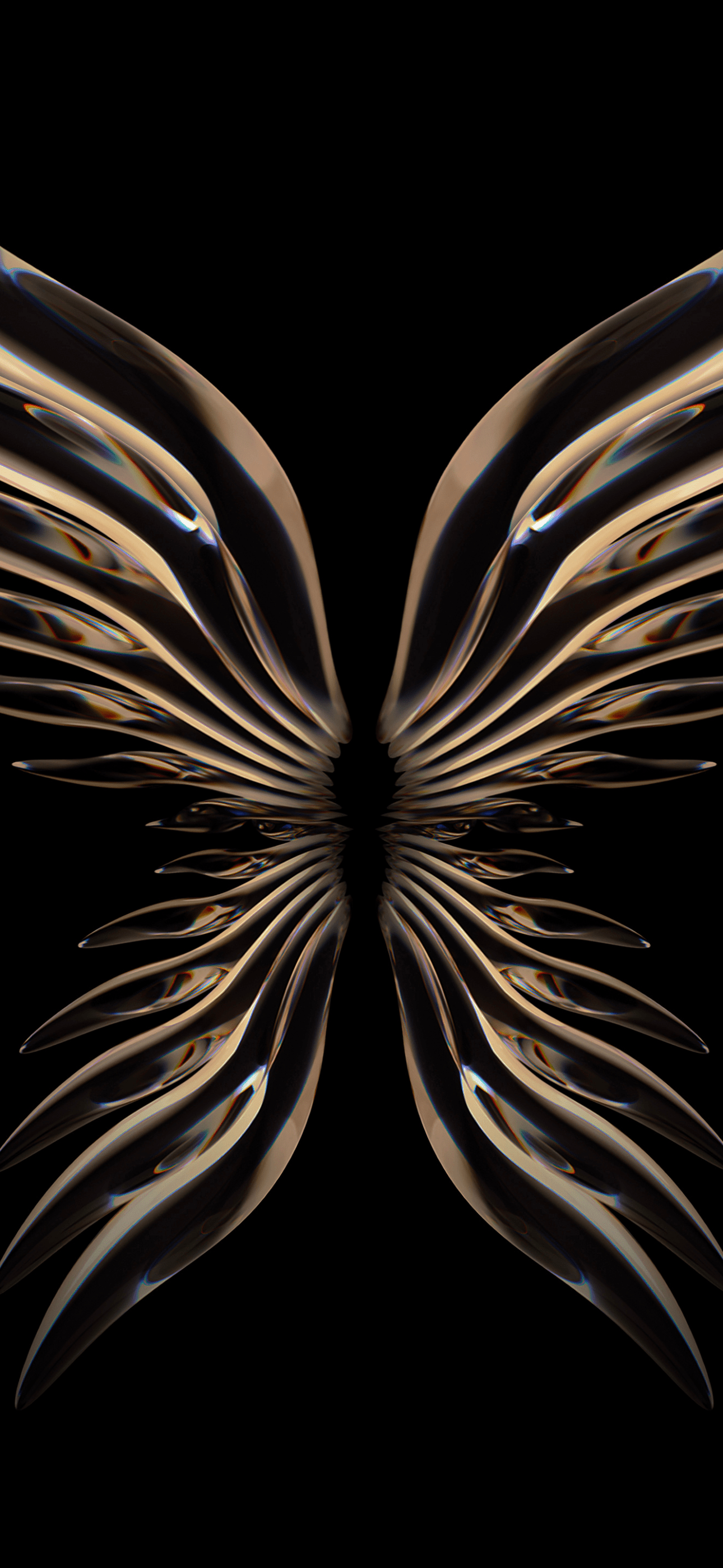 A pair of golden wings on a black background - Wings