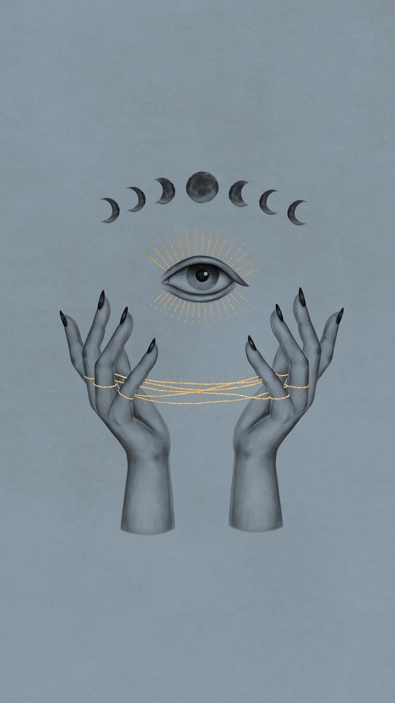 Illustration of hands holding a moon phase - Spiritual