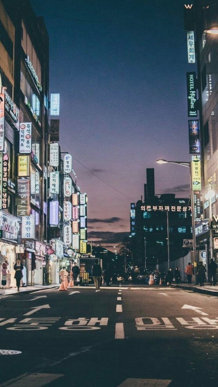 Download Aesthetic Korean Street Wallpaper for your iPhone, Android or tablet. - Seoul, Korean