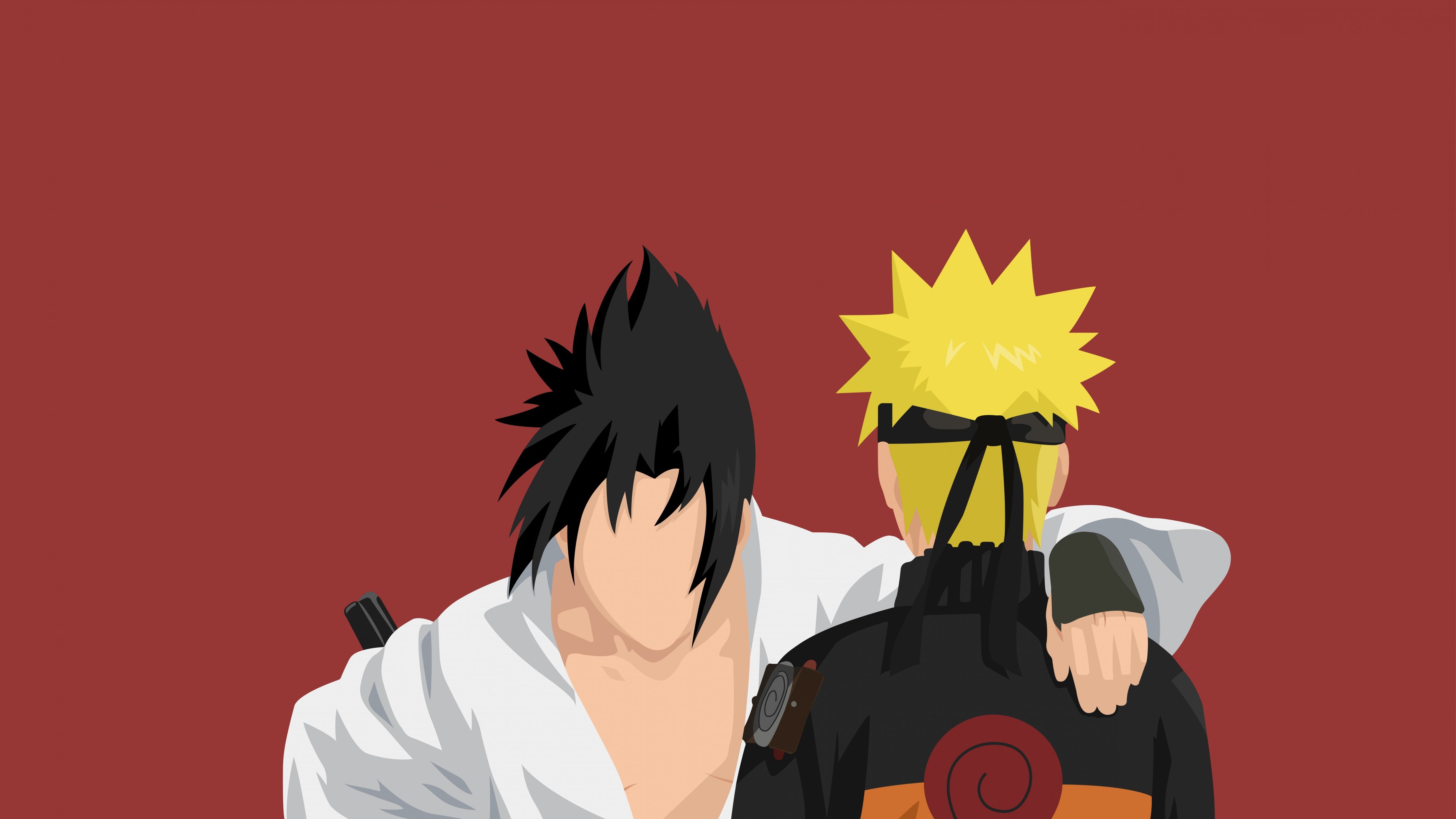 Sasuke Uchiha Wallpaper 4K, Naruto Uzumaki, Minimal art