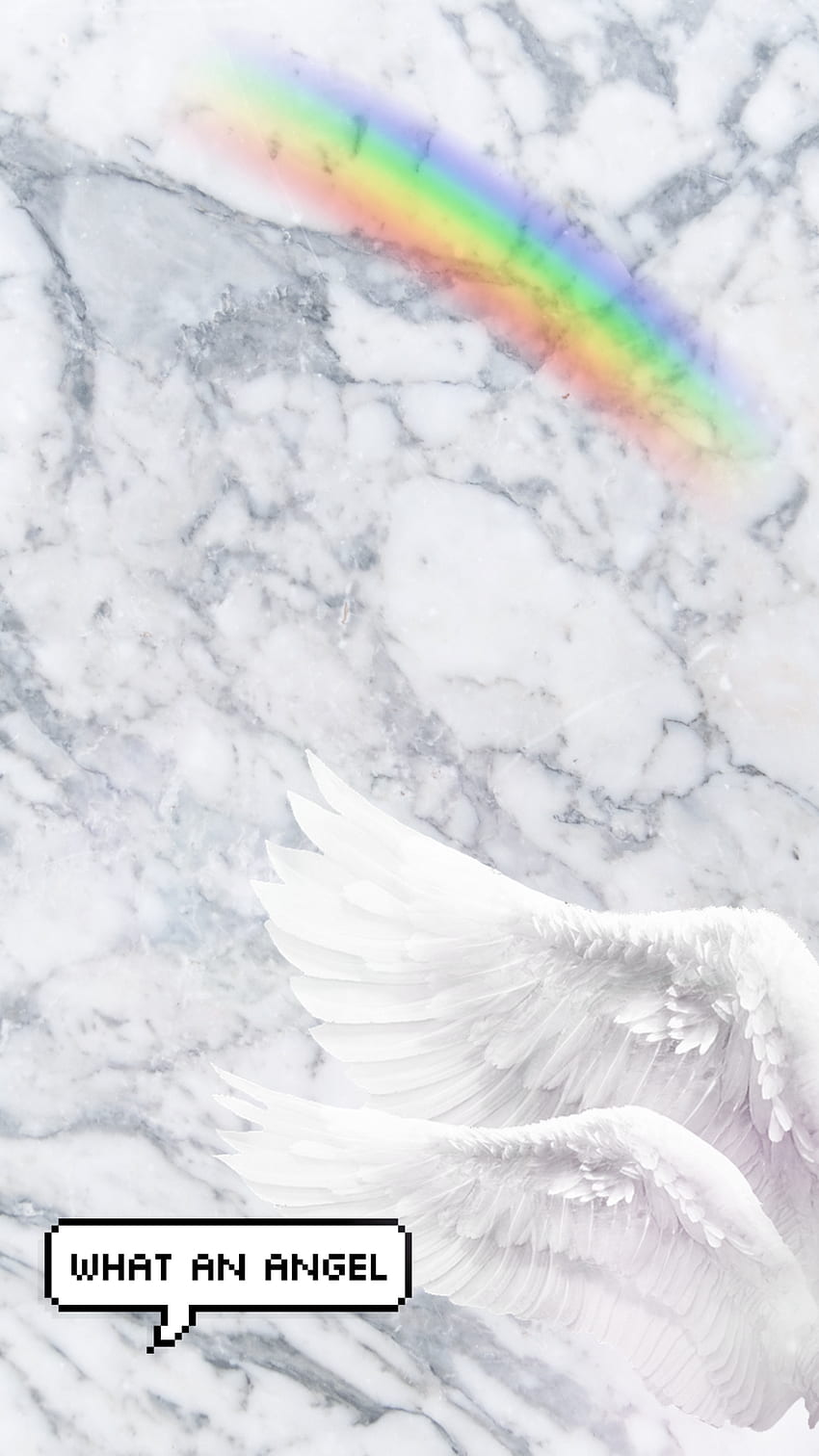 White angel wings and rainbow wallpaper for phone. - Wings