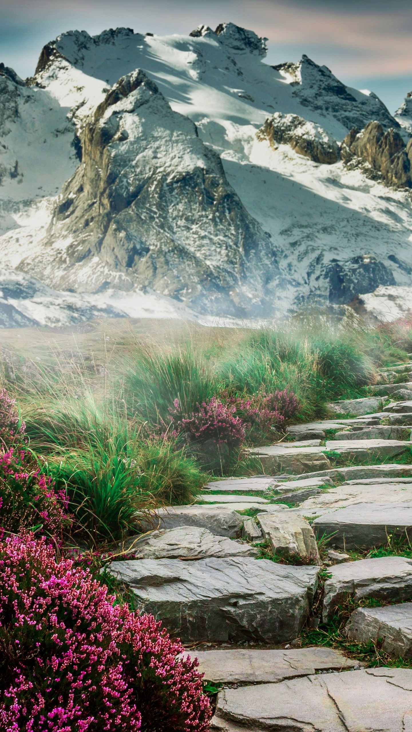 Mountains Wallpaper 4K, Path, Hill, Spring, Aesthetic