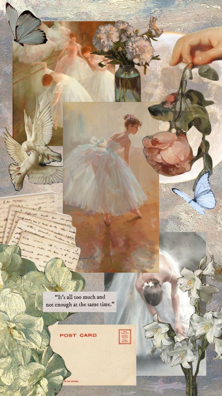 Aesthetic collage of ballet, flowers, butterflies, and a quote. - Angelcore