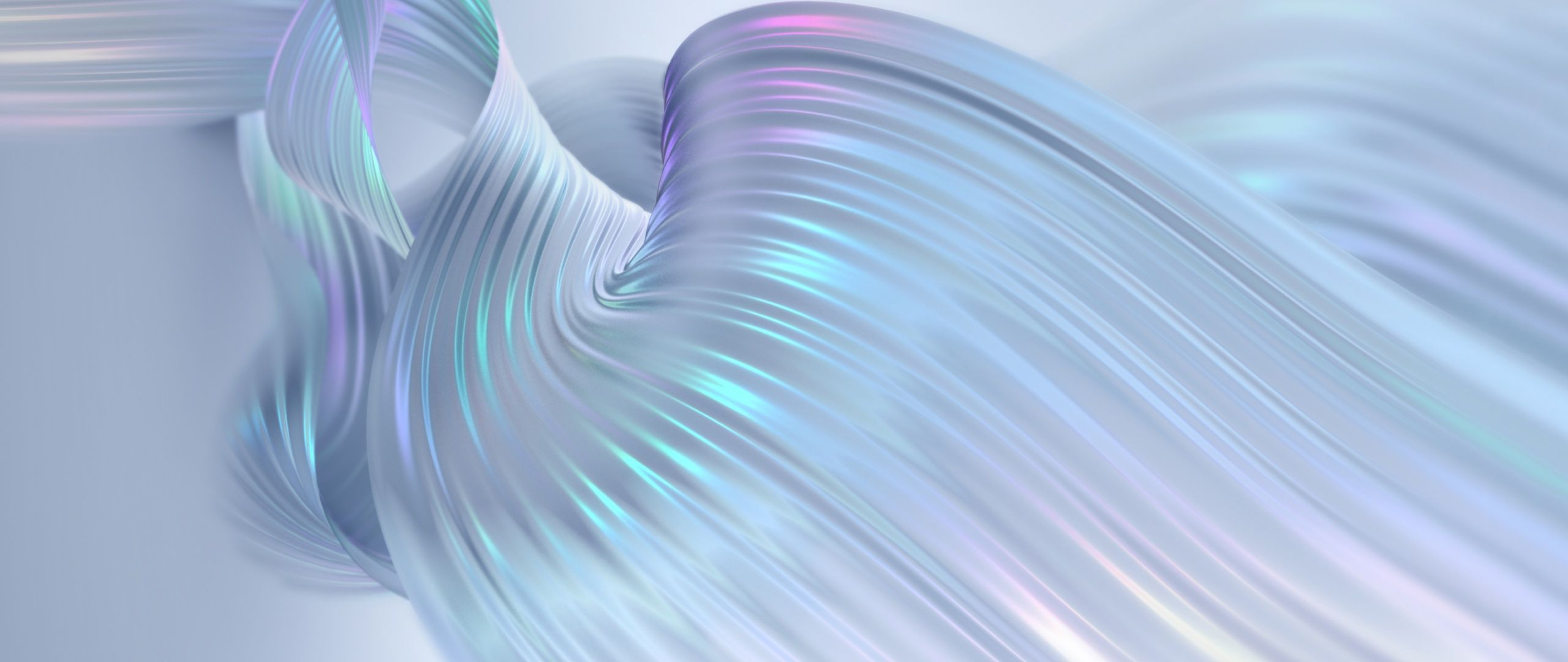 A wave of iridescent, flowing ribbons - Glossy, wings, 3D