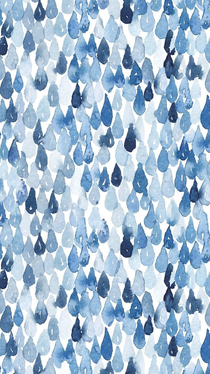 Blue raindrops on a white background - Watercolor