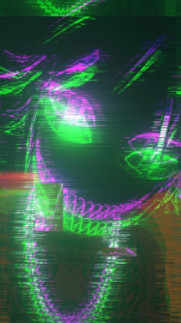 A digital image with a green and purple hue. - Glitchcore