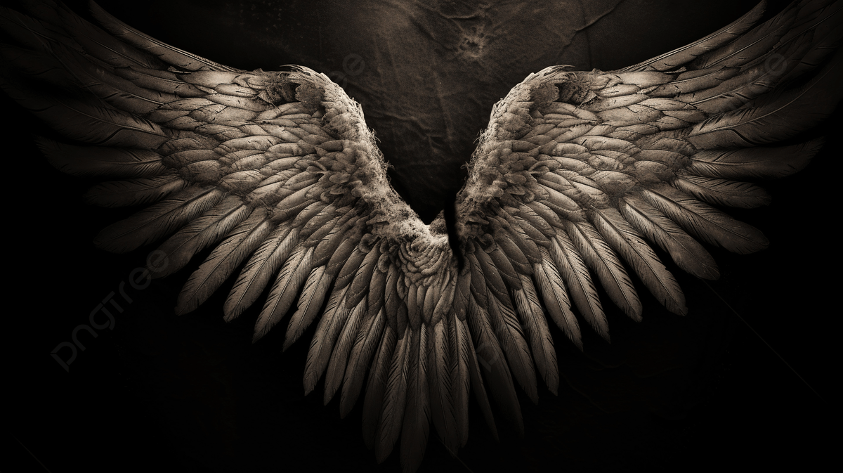 Black and white picture of a pair of wings - Wings