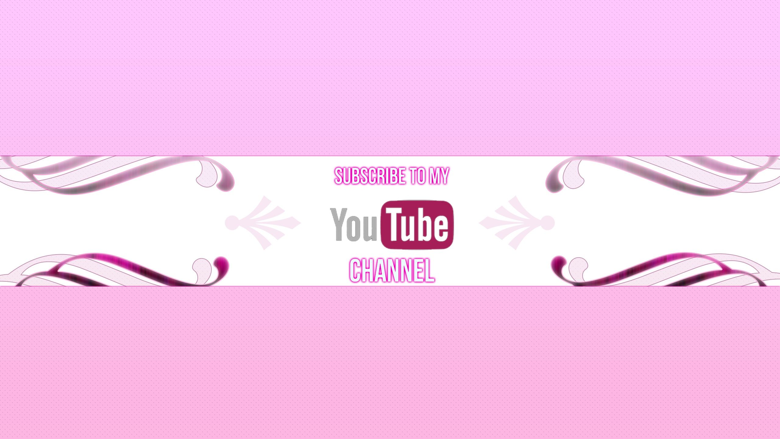 A pink YouTube banner with white text and a decorative border - YouTube