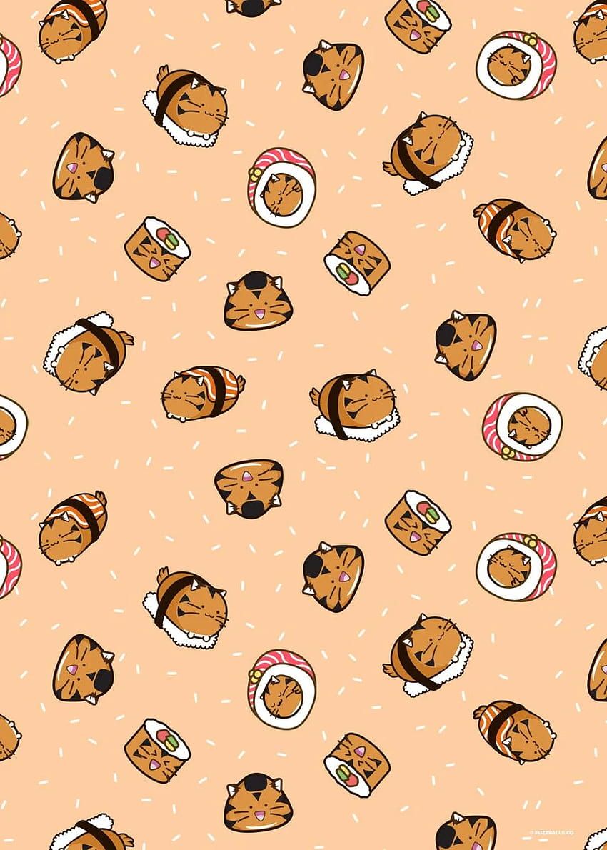A free phone wallpaper of a cat who is also sushi - Sushi