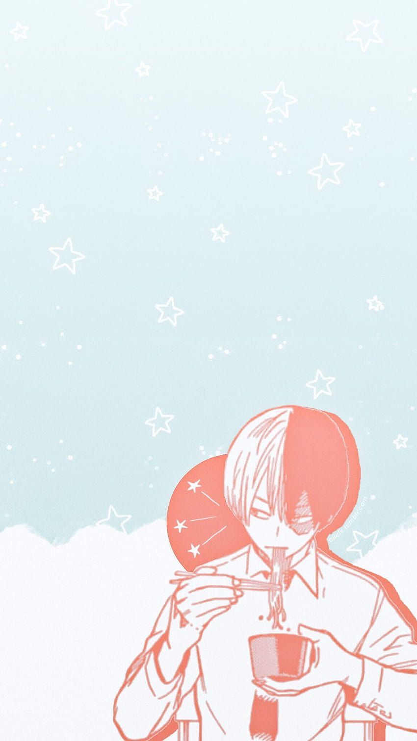 Anime phone wallpaper aesthetic cute anime boy holding a cup of tea - Shoto Todoroki