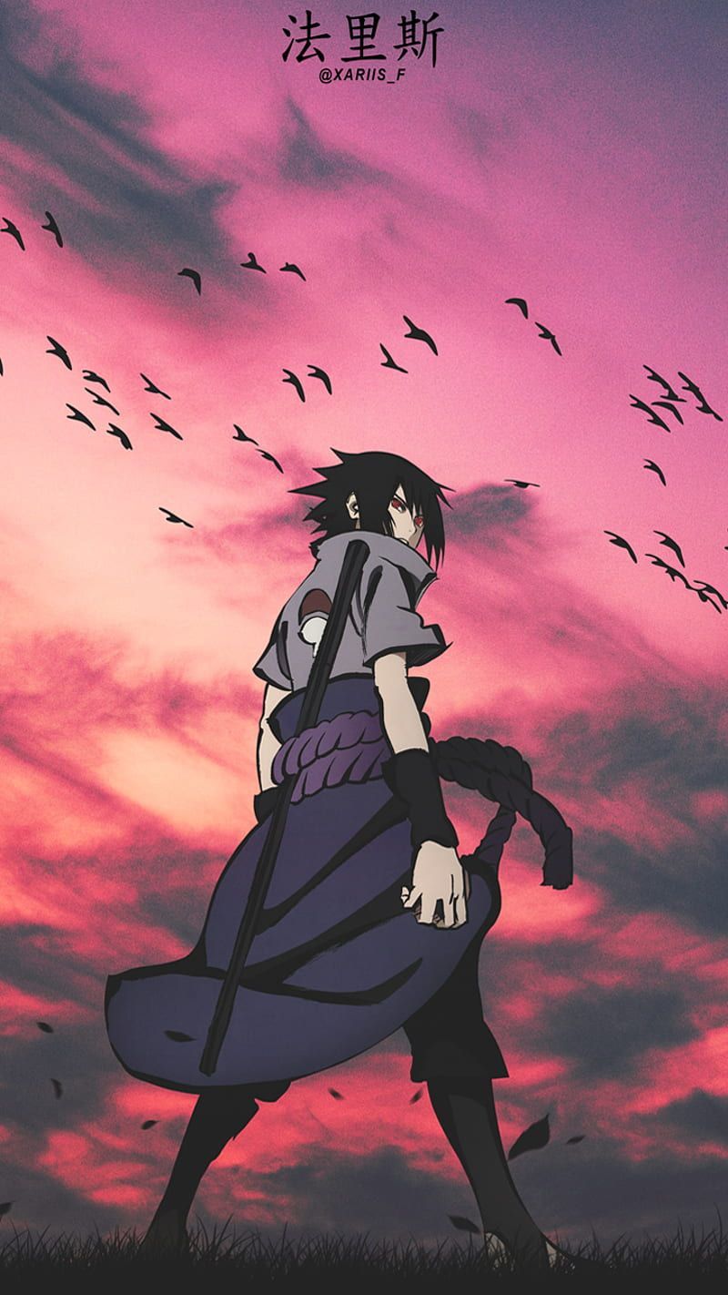 Sasuke Uchiha, neon lights, manga, artwork, anime characters, Naruto, HD wallpaper