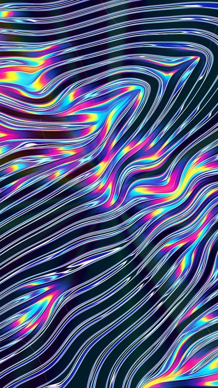 Aesthetic phone background with a colorful wave pattern - Synthwave
