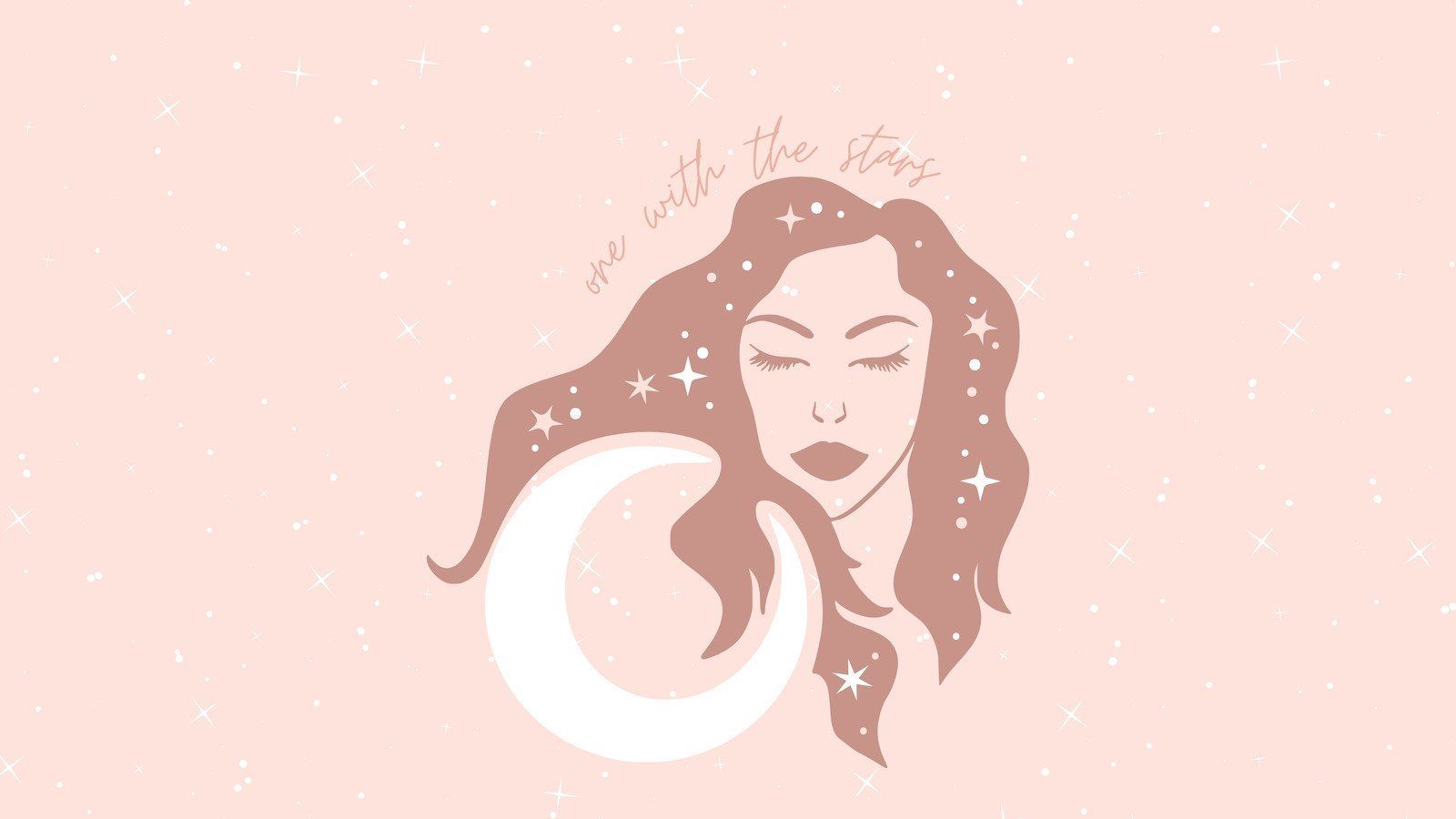 A woman with long hair and a crescent moon as a braid. - Spiritual