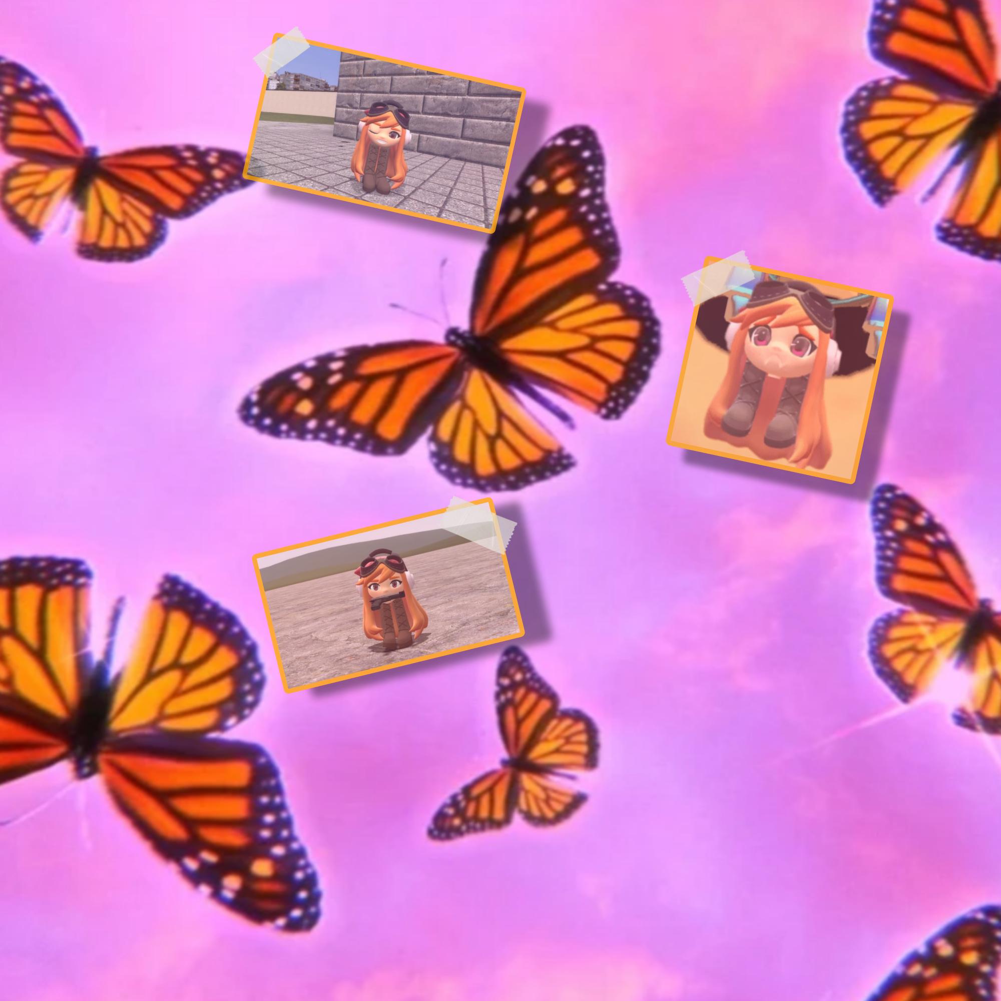 Monarch butterflies with photos of a girl in a dress - Wings