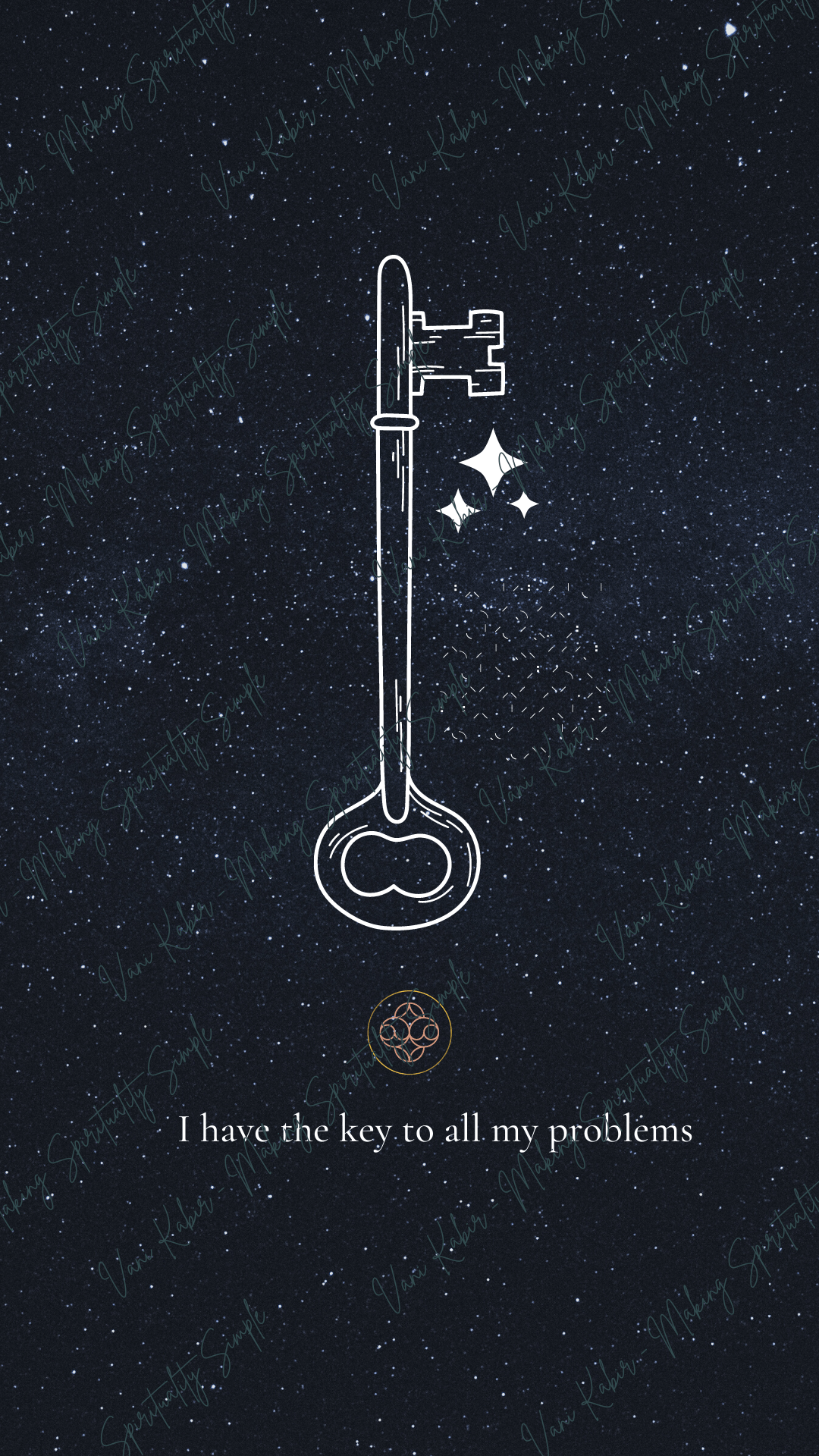 Iphone wallpaper with a key on a starry background - Spiritual