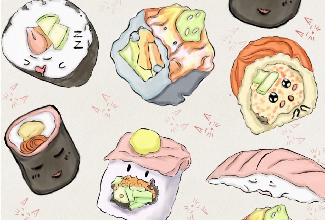 Watercolor sushi in Procreate your digital illustration into animation design