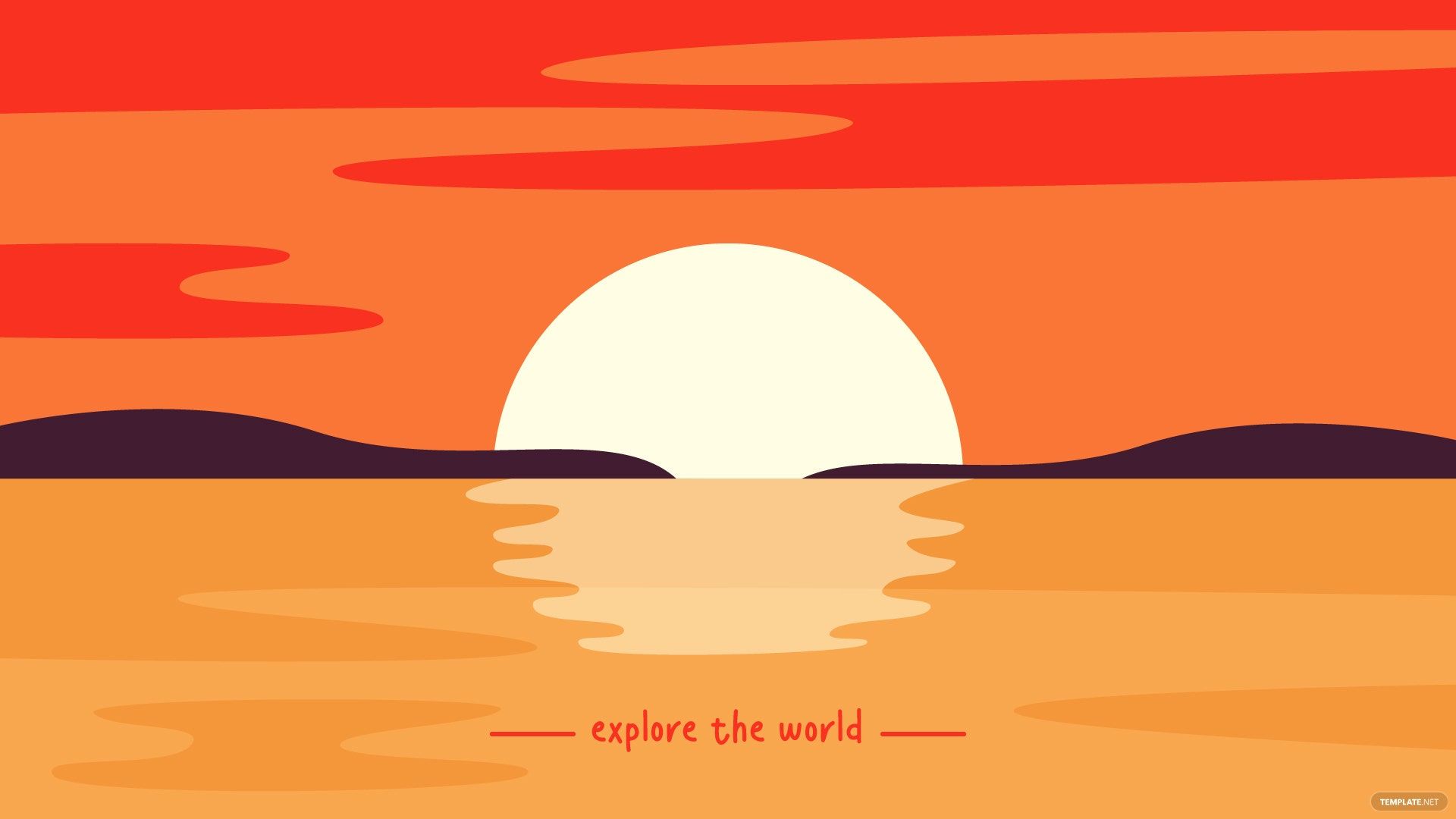 A sunset with the words explore this world - Beach