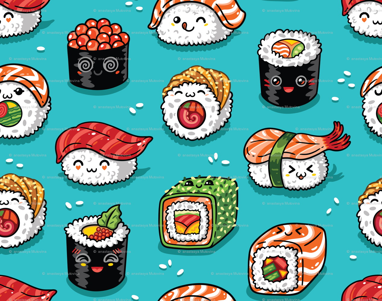 Cute Cartoon Sushi Wallpaper Free Cute Cartoon Sushi Background