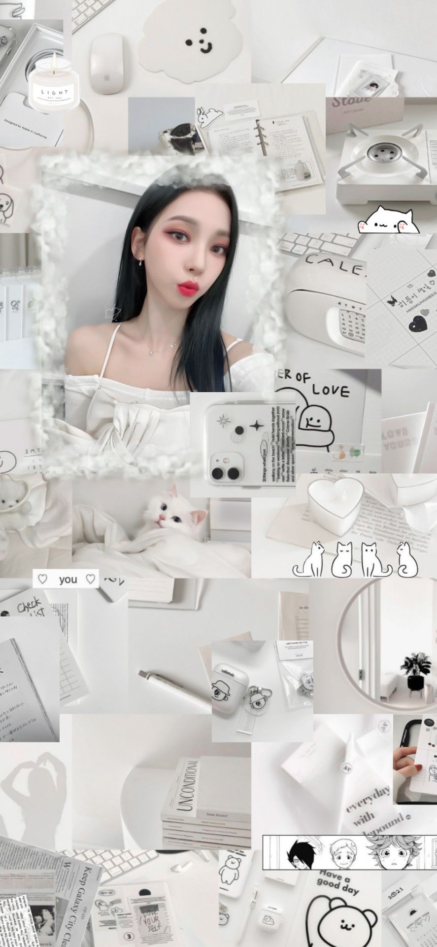 Aesthetic photo collage of a girl with a white theme - Aespa