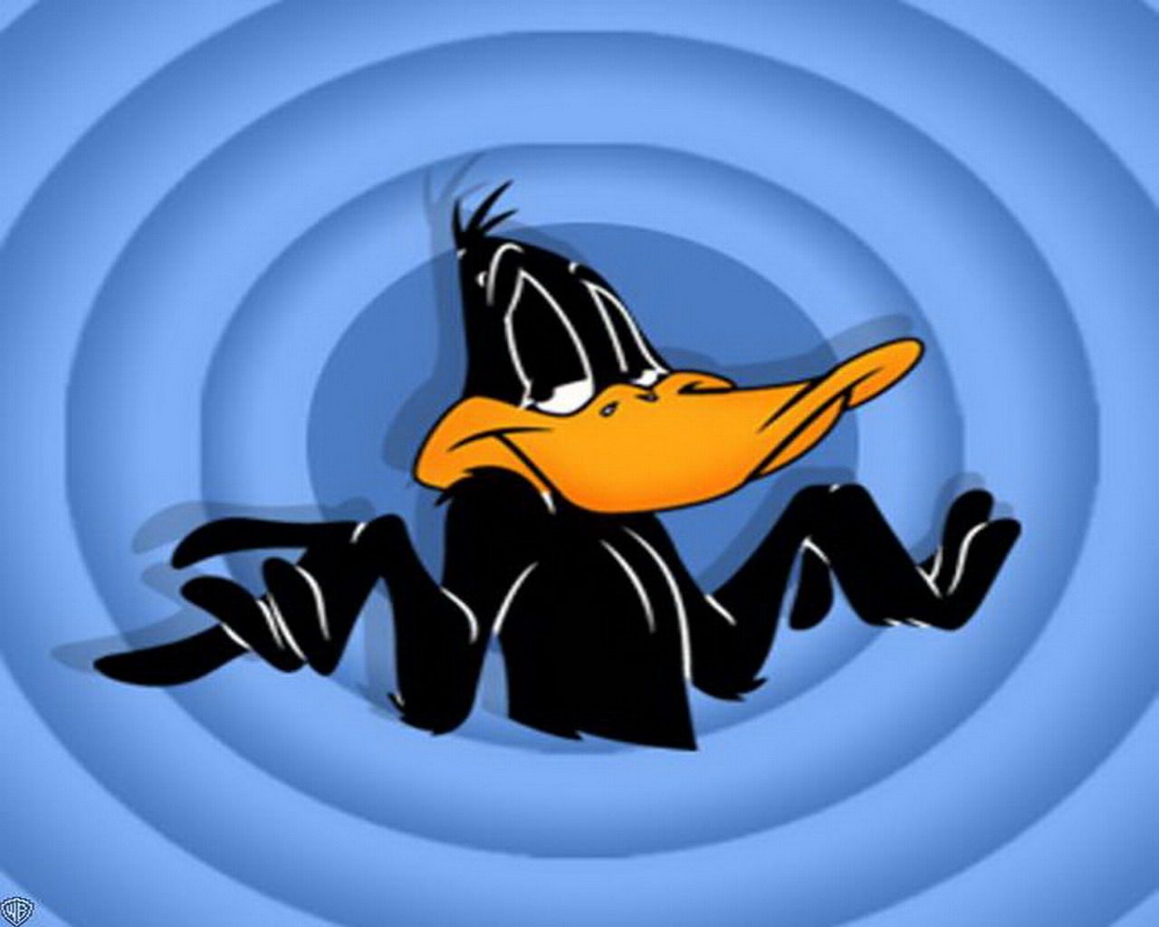 Daffy Duck, one of the most famous Looney Tunes characters, is a yellow duck with a black body and orange beak. - Looney Tunes