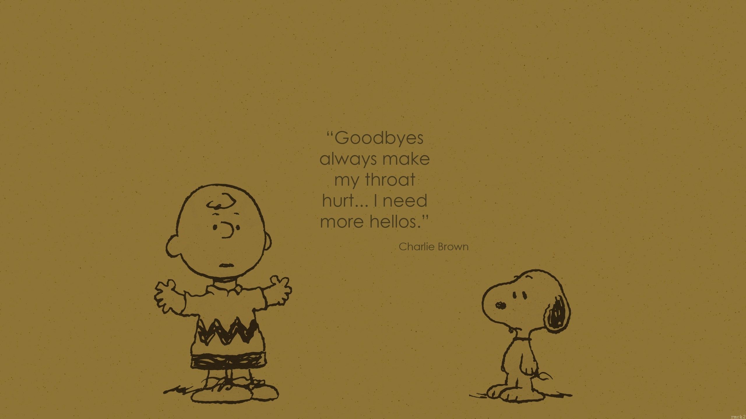 A cartoon character with the words goodbyes are never easy - Charlie Brown