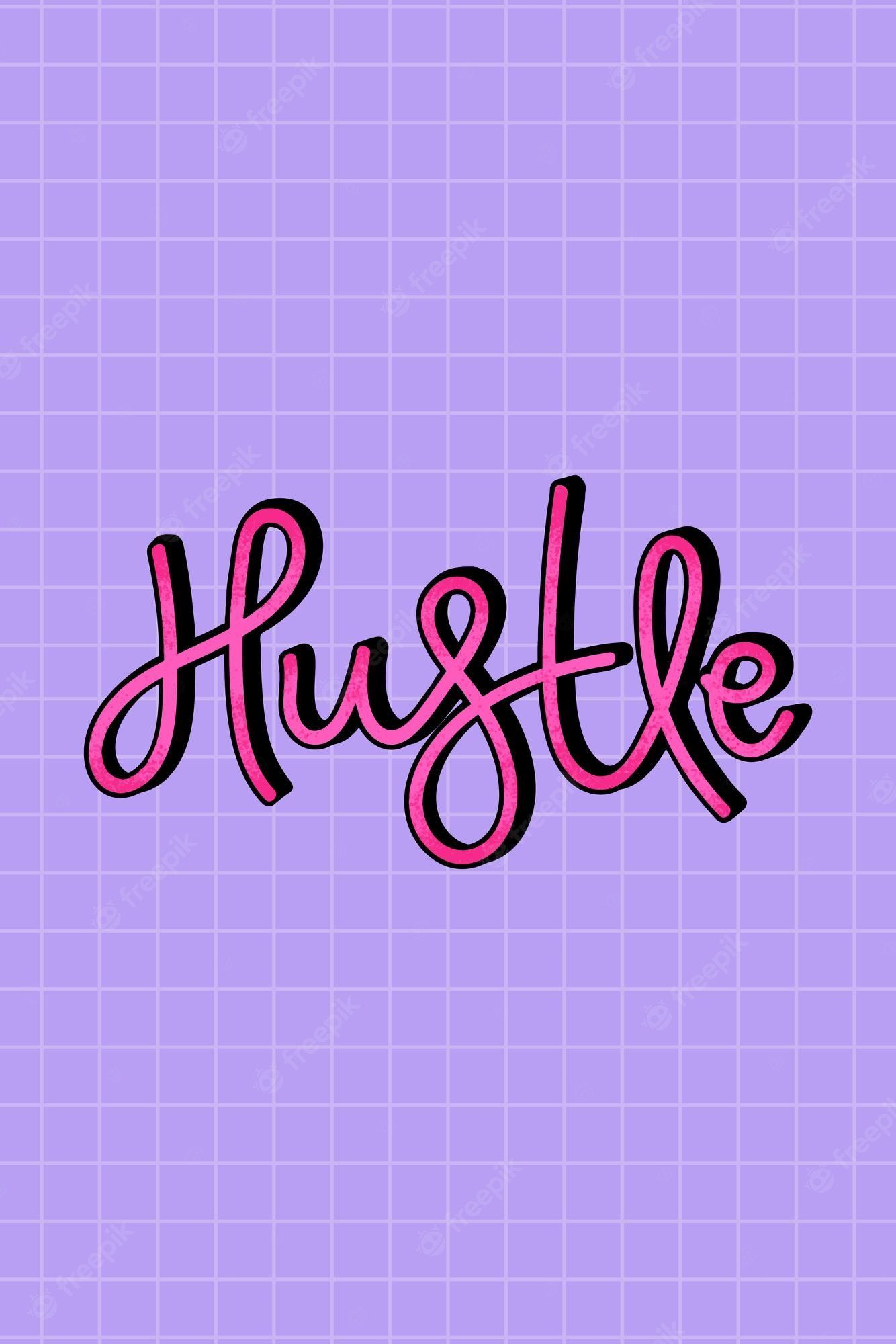 Free Vector. Hustle text calligraphy message grid background
