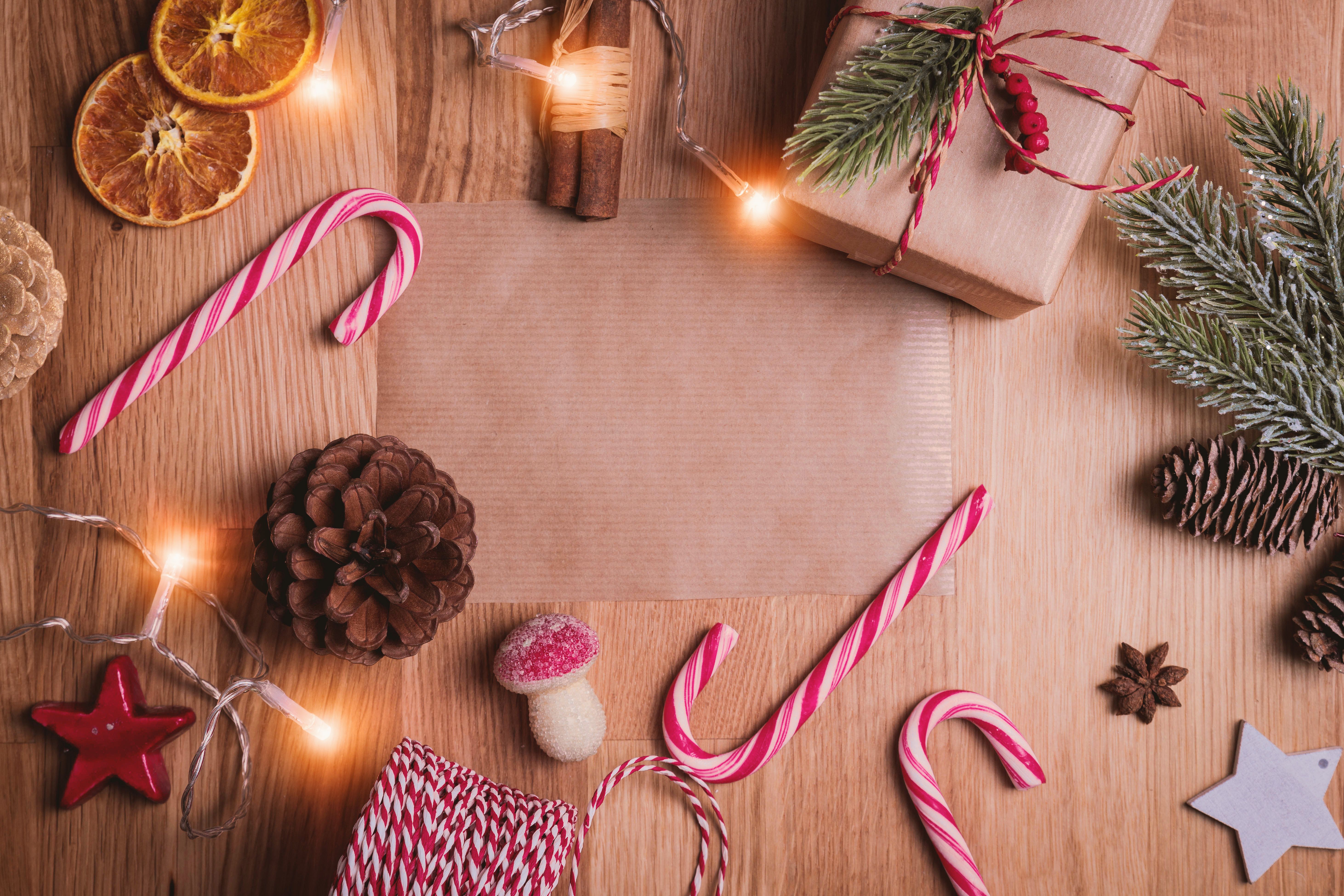 A christmas tree with candy canes and other decorations - Candy cane