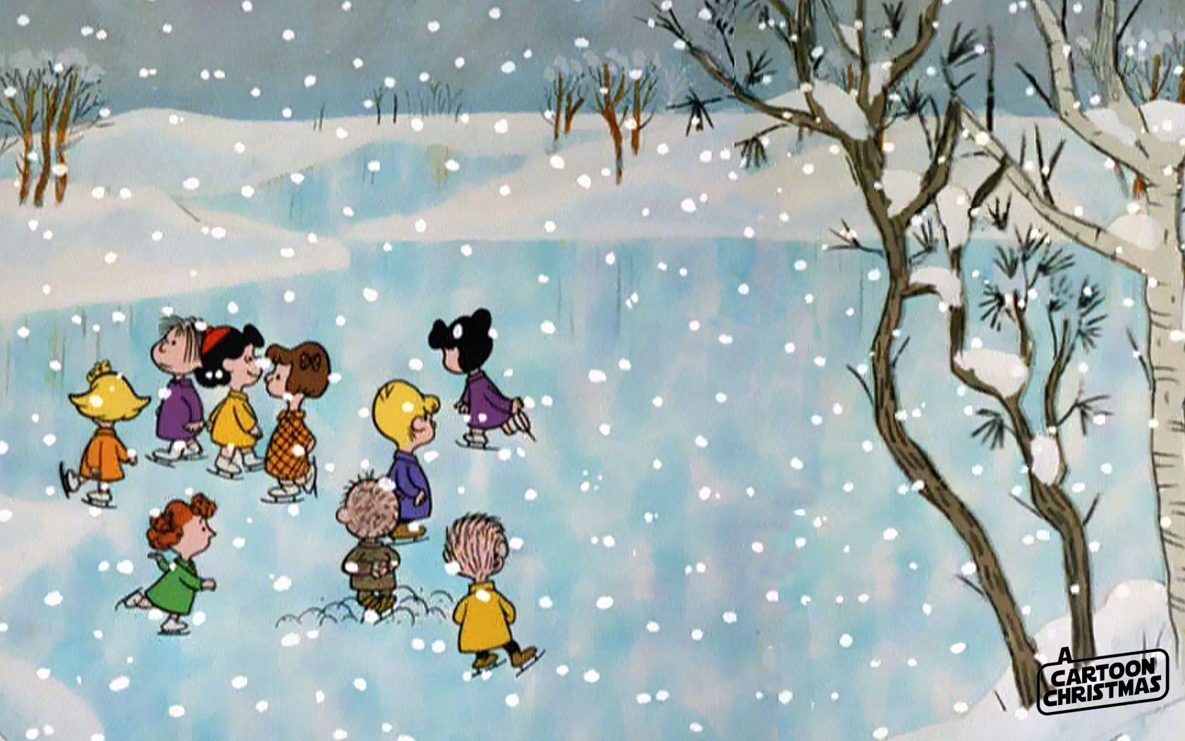 The peanuts gang in a snowy scene - Charlie Brown